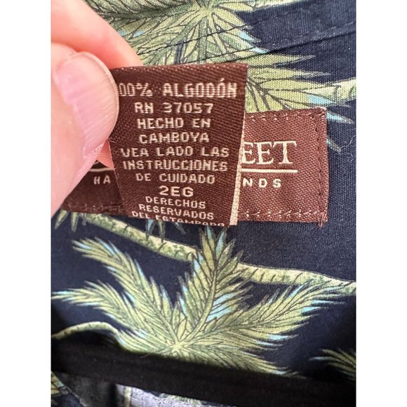 Cookie Street mens Blue Palm tree Shirt 2XL short sleeve button up cotton - Picture 4 of 7